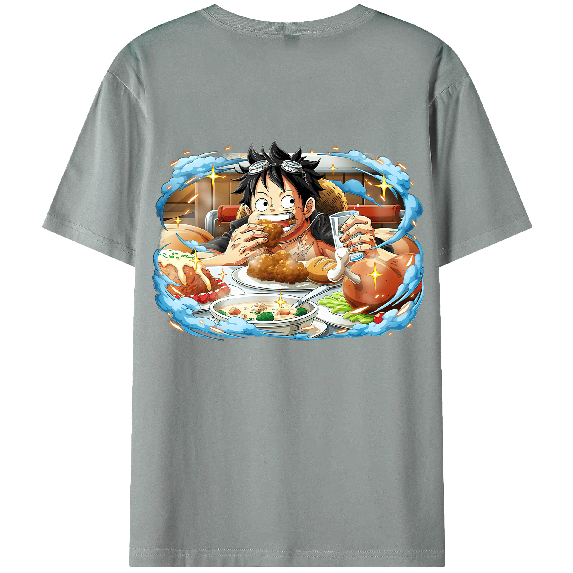 ワンピース モンキー・D・ルフィ ONE PIECE Monkey D. Luffy 綿100％ メンズ半袖Tシャツ（バックプリント） 通気性